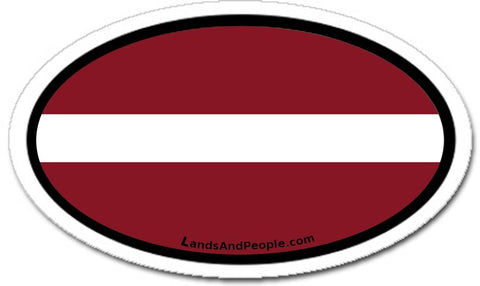 Latvia Flag Sticker Decal Oval