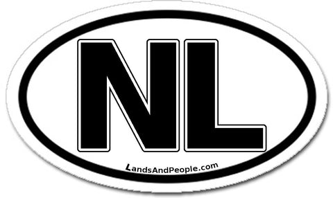 NL Netherlands Sticker Oval Black and White
