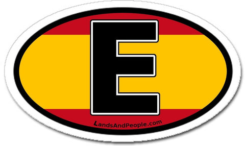 E Spain Flag Sticker Oval