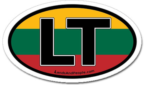 LT Lithuania Flag Sticker Oval