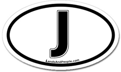 J Japan Car Sticker Oval Black and White
