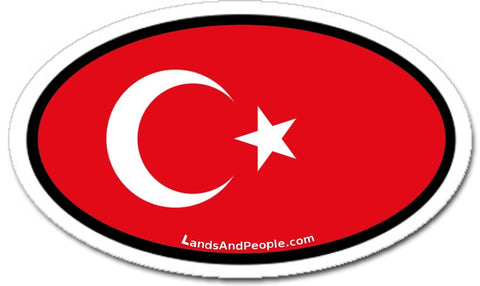 Turkish Flag Car Bumper Sticker Oval