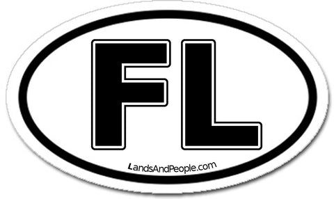 FL Florida Car Vinyl Sticker Decal Oval Black and White