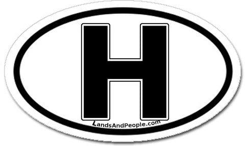 H Hungary Sticker Oval Black and White