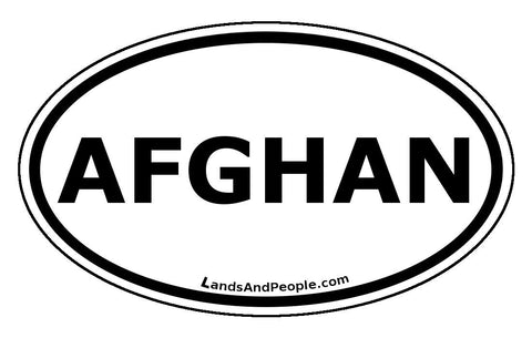 Afghan Afghanistan Sticker Oval Black and White