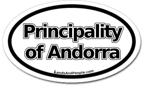 Principality of Andorra Sticker Oval Black and White