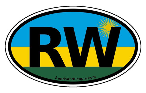 RW Rwanda Flag Car Sticker Oval