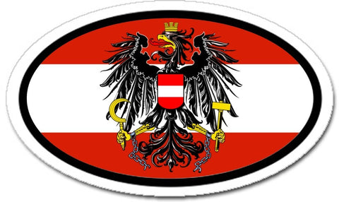 Austrian Flag Eagle Car Bumper Sticker Decal Oval