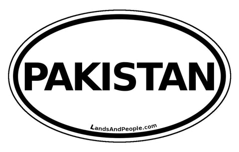 Pakistan Sticker Oval Black and White