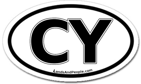 CY Cyprus Sticker Oval Black and White