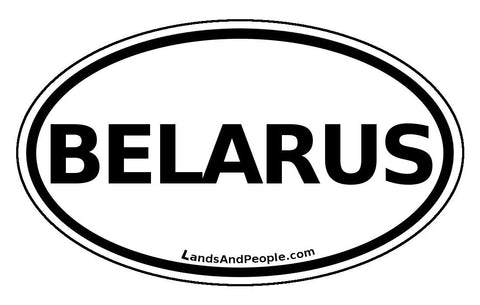 Belarus Car Bumper Sticker Decal Oval Black and White