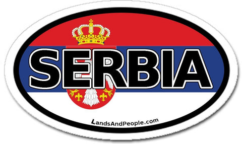 Serbia and Serbian Flag Car Bumper Sticker Oval