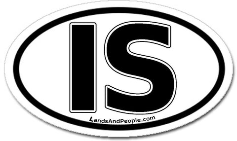 IS Iceland Sticker Oval Black and White