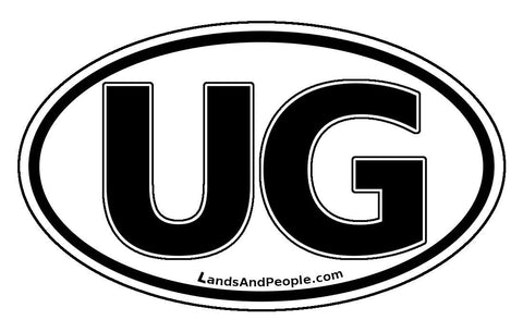 UG Uganda Sticker Decal Oval Black and White