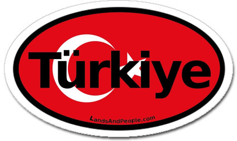 Türkiye, Turkish Flag Car Bumper Sticker Oval