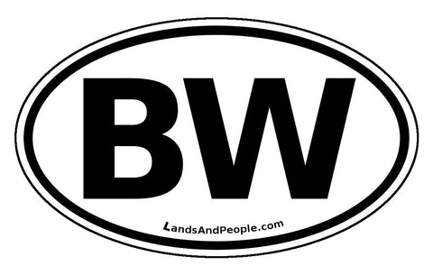 BW Botswana Sticker Oval Black and White