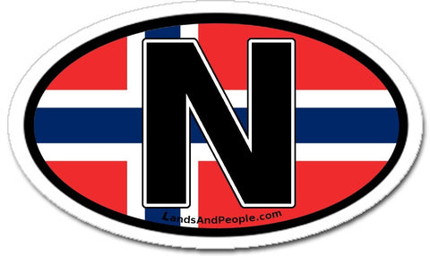 N Norway Flag Car Sicker Decal Oval