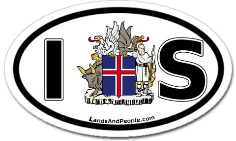 IS Iceland Coat of Arms Sticker Oval