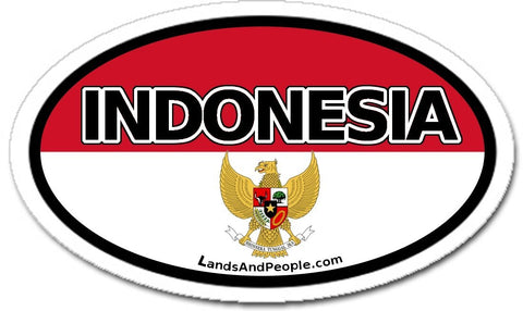 Indonesia Flag and Garuda Sticker Oval