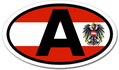 A Austria Flag Austrian Eagle Car Bumper Sticker Oval