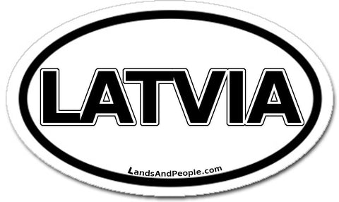 Latvia Sticker Decal Oval Black and White