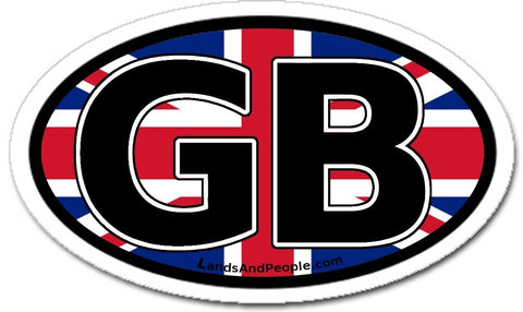 Great Britain GB and British Flag Car Bumper Sticker Oval