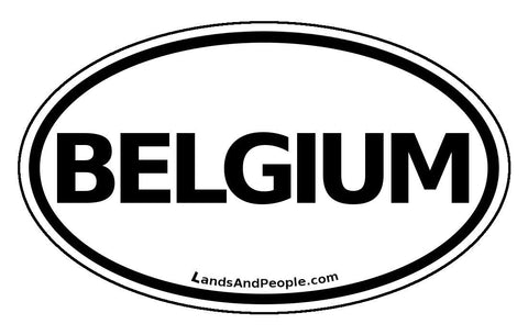 B Belgium Car Bumper Sticker Decal Oval Black and White
