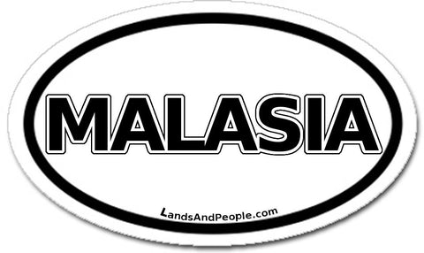Malaysia Sticker Oval Black and White