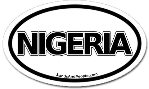 Nigeria Sticker Oval Black and White