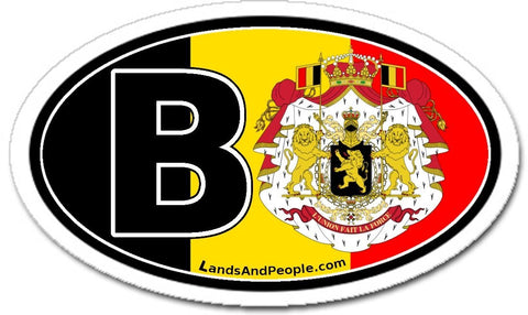 B Belgium Flag Car Bumper Sticker Decal Oval