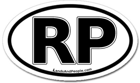 RP Republic of the Philippines Sticker Oval Black and White