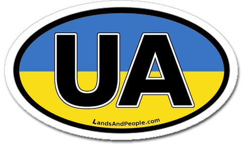 UA Ukraine Flag Bumper Sticker Oval