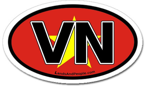 VN Vietnam Flag Sticker Oval