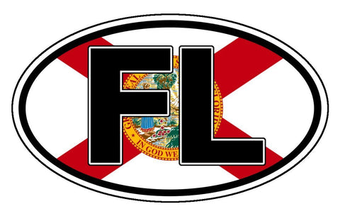 FL Florida State Flag Car Vinyl Sticker Decal Oval
