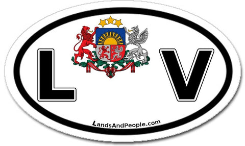 LV Latvia Coat of Arms Sticker Decal Oval