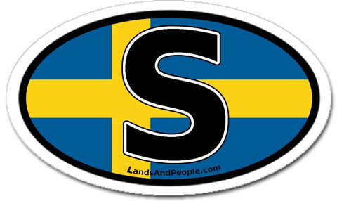 S Sweden Flag Sticker Decal Oval