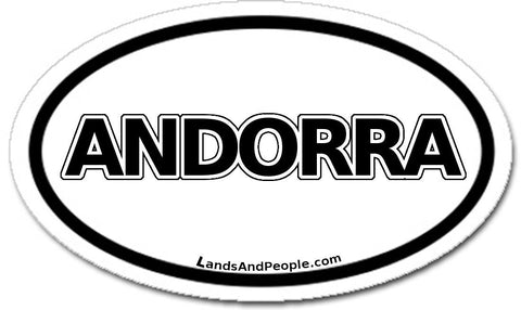 Andorra Black on White Car Bumper Sticker Oval