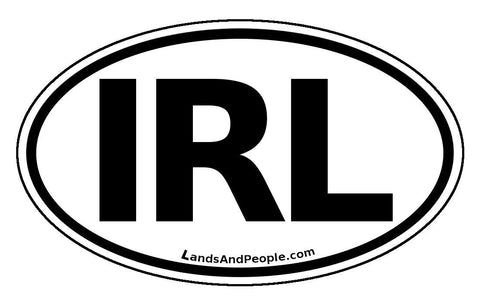 IRL Ireland Car Sticker Decal Oval Black and White