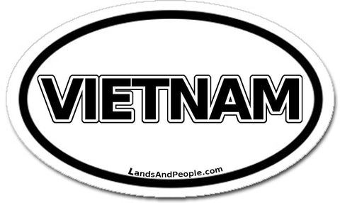 Vietnam Sticker Oval Black and White