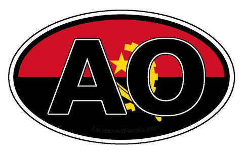 AO Angola Flag Sticker Oval