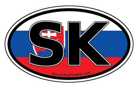 SK Slovakia Flag Sticker Oval