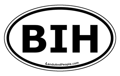 BIH Bosnia and Herzegovina Car Sticker Decal Oval Black and White