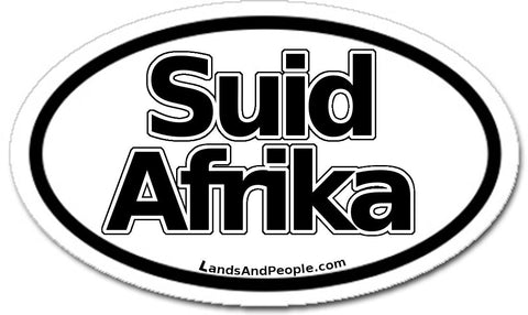 Suid Afrika in Afrikaans South Africa Car Sticker Oval Black and White