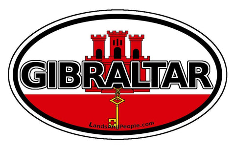 Gibraltar Flag Car Sticker Decal Oval