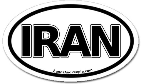 Iran Sticker Oval Black and White