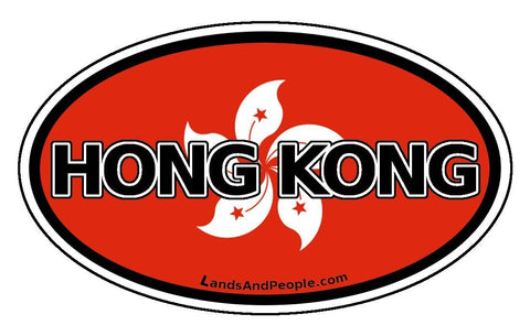 Hong Kong Flag Car Sticker Oval