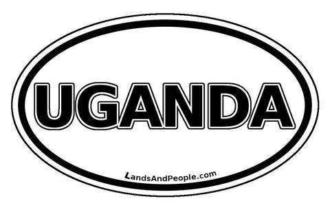 Uganda Sticker Decal Oval Black and White