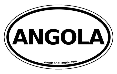 Angola Sticker Oval Black and White
