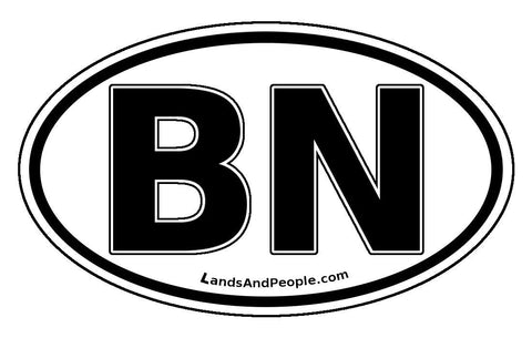 BN Brunei Sticker Oval Black and White