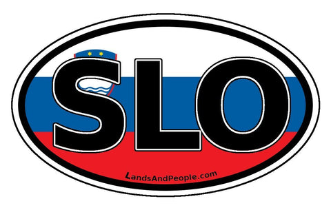 SLO Slovenian Flag Car Bumper Sticker Oval